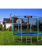 Neo Sport Trambulina de gradina pentru copii Neo-Sport Albastru 312cm 10FT cu Scara si Plasa exterioara Stalpi metalici cu protectie din burete Intrare cu fermoar si catarama Covoras impermeabil flexibil