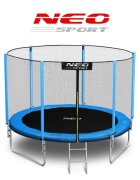 Neo Sport Trambulina de gradina pentru copii Neo-Sport Albastru 312cm 10FT cu Scara si Plasa exterioara Stalpi metalici cu protectie din burete Intrare cu fermoar si catarama Covoras impermeabil flexibil