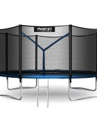 Neo Sport Trambulina de gradina pentru copii Neo-Sport Albastru 374cm 12FT cu Scara si Plasa de siguranta Stalpi metalici cu protectie din burete Intrare cu fermoar Covoras impermeabil flexibil