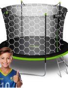 Neo Sport Trambulina de gradina pentru copii Neo-Sport Comb 183cm 6ftcu Scara si Plasa interioara Stalpi metalici cu protectie din burete Intrare cu fermoar si catarama Covoras impermeabil flexibil