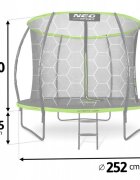 Neo Sport Trambulina de gradina pentru copii Neo-Sport Comb 252cm 8ftcu Scara si Plasa interioara Stalpi metalici cu protectie din burete Intrare cu fermoar si catarama Covoras impermeabil flexibil