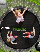 Neo Sport Trambulina de gradina pentru copii Neo-Sport Comb 252cm 8ftcu Scara si Plasa interioara Stalpi metalici cu protectie din burete Intrare cu fermoar si catarama Covoras impermeabil flexibil