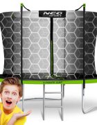 Neo Sport Trambulina de gradina pentru copii Neo-Sport Comb 312cm 10ftcu Scara si Plasa interioara Stalpi metalici cu protectie din burete Intrare cu fermoar si catarama Covoras impermeabil flexibil Sarcina maxima 150kg
