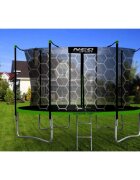 Neo Sport Trambulina de gradina pentru copii Neo-Sport Comb 374cm 12FTcu Scara si Plasa interioara Stalpi metalici cu protectie din burete Intrare cu fermoar si catarama Covoras impermeabil flexibil Sarcina maxima 150kg