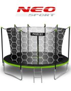 Neo Sport Trambulina de gradina pentru copii Neo-Sport Comb 374cm 12FTcu Scara si Plasa interioara Stalpi metalici cu protectie din burete Intrare cu fermoar si catarama Covoras impermeabil flexibil Sarcina maxima 150kg