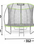 Neo Sport Trambulina de gradina pentru copii Neo-Sport Comb Verde 312cm 10FTcu Scara si Plasa interioara Stalpi metalici cu protectie din burete Intrare cu fermoar si catarama Covoras impermeabil flexibil