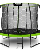 Neo Sport Trambulina de gradina pentru copii Neo-Sport Comb Verde 312cm 10FTcu Scara si Plasa interioara Stalpi metalici cu protectie din burete Intrare cu fermoar si catarama Covoras impermeabil flexibil