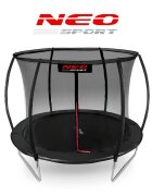 Neo Sport Trambulina de gradina pentru copii Neo-Sport Negru 312 cm 10FT cu Scara si Plasa interioara Stalpi metalici cu protectie din burete Intrare cu fermoar si catarama Covoras impermeabil flexibil Sarcina maxima 150kg