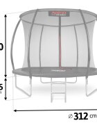 Neo Sport Trambulina de gradina pentru copii Neo-Sport Negru 312 cm 10FT cu Scara si Plasa interioara Stalpi metalici cu protectie din burete Intrare cu fermoar si catarama Covoras impermeabil flexibil Sarcina maxima 150kg