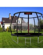 Neo Sport Trambulina de gradina pentru copii Neo-Sport Negru 312 cm 10FT cu Scara si Plasa interioara Stalpi metalici cu protectie din burete Intrare cu fermoar si catarama Covoras impermeabil flexibil Sarcina maxima 150kg