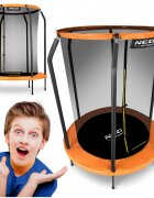 Neo Sport Trambulina de gradina pentru copii Neo-Sport Orange 152cm 5ft Plasa interioara Stalpi metalici cu protectie din burete Intrare cu fermoar si catarama Covoras impermeabil flexibil