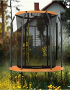 Neo Sport Trambulina de gradina pentru copii Neo-Sport Orange 152cm 5ft Plasa interioara Stalpi metalici cu protectie din burete Intrare cu fermoar si catarama Covoras impermeabil flexibil