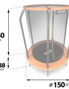 Neo Sport Trambulina de gradina pentru copii Neo-Sport Orange 152cm 5ft Plasa interioara Stalpi metalici cu protectie din burete Intrare cu fermoar si catarama Covoras impermeabil flexibil