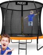 Neo Sport Trambulina de gradina pentru copii Neo-Sport Orange 312cm 10FT Plasa interioara Stalpi metalici cu protectie din burete Intrare cu fermoar si catarama Covoras impermeabil flexibil
