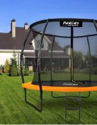 Neo Sport Trambulina de gradina pentru copii Neo-Sport Orange 312cm 10FT Plasa interioara Stalpi metalici cu protectie din burete Intrare cu fermoar si catarama Covoras impermeabil flexibil