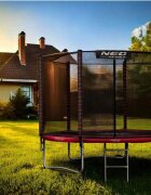Neo Sport Trambulina de gradina pentru copii Neo-Sport Spider 183cm 6ft cu Scara si Plasa exterioara Stalpi metalici cu protectie din burete Intrare cu fermoar si catarama Covoras impermeabil flexibil