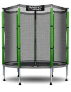 Neo Sport Trambulina de gradina pentru copii Neo-Sport Verde 140 cm 4.5FT Plasa exterioara Stalpi metalici cu protectie din burete Intrare cu fermoar si catarama Covoras impermeabil flexibil