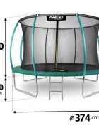 Neo Sport Trambulina de gradina pentru copii Neo-Sport Verde 374cm 12FT cu Scara si Plasa interioara Stalpi metalici cu protectie din burete Intrare cu fermoar si catarama Covoras impermeabil flexibil