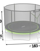 Neo Sport Trambulina de gradina pentru copii Verde 183cm 6FT cu Scara metalicaPlasa de protectie exterioaraStalpi metalici cu protectie din burete Intrare cu fermoar si catarama Covoras impermeabil flexibil