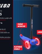 Neon Trotineta cu 3 roti Bolt blue roti Led greutate admisa 25 kg