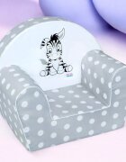 New Baby Fotoliu din burete 42x53 din spuma cu husa din bumbac 9 luni-5 ani Zebra Grey