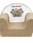 New Baby Fotoliu din burete din tesatura minky Cute Family Cappuccino