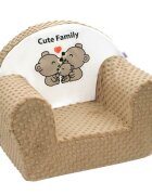New Baby Fotoliu din burete din tesatura minky Cute Family Cappuccino