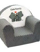 New Baby Fotoliu din burete din tesatura minky Cute Family Gray