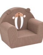 New Baby Fotoliu din burete pentru copii Morsa tesatura de catifea reiata cu husa detasabila materiale certificate Oeko Tex Standard 100