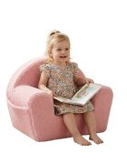 New Baby Fotoliu din burete pentru copii Teddy Pink cu buzunar lateral husa detasabila din materiale certificate Oeko Tex Standard 100