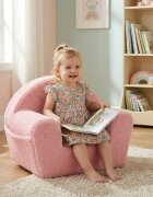 New Baby Fotoliu din burete pentru copii Teddy Pink cu buzunar lateral husa detasabila din materiale certificate Oeko Tex Standard 100