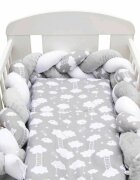 New Baby Protectie laterala pentru patut tip bumper impletit 225 cm Grey with clouds