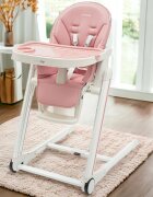 New Baby Scaun de masa Muka Dusty Pink 6-36 luni pliabil reglabil pe inaltime in 5 trepte reglare suport pentru picioare in 3 trepte greutate admisa 15 kg