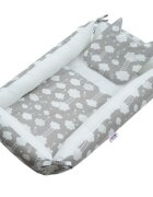 New Baby Set 3 piese baby nest cu paturica si pernuta cu urechi Cloud grey