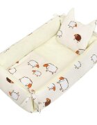 New Baby Set 3 piese baby nest cu paturica si pernuta cu urechi Sheep beige