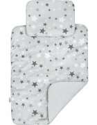 New Baby Set 3 piese Baby Nest cu paturica si pernuta WhiteGrey stars