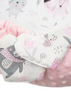 New Baby Set 3 piese Luxury Baby Nest cu paturica si pernuta in forma de inima Minky Bears Pink