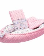 New Baby Set 3 piese Luxury Baby Nest cu paturica si pernuta in forma de inima Minky Cranberries