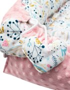 New Baby Set 3 piese Luxury Baby Nest cu paturica si pernuta in forma de inima Minky Cranberries