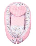New Baby Set 3 piese Luxury Baby Nest cu paturica si pernuta in forma de inima Minky Cranberries