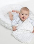 New Baby Set 3 piese Luxury Baby Nest cu paturica si pernuta in forma de inima Minky Heart White