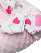 New Baby Set 3 piese Luxury Baby Nest cu paturica si pernuta in forma de inima Minky Hearts Pink
