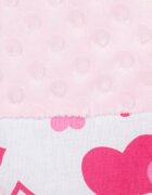 New Baby Set 3 piese Luxury Baby Nest cu paturica si pernuta in forma de inima Minky Hearts Pink