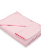 New Baby Set prosop cu gluga si manusa baie 100 x 100 cm basic pink