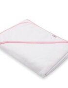 New Baby Set prosop cu gluga si manusa baie 100 x 100 cm basic white-pink