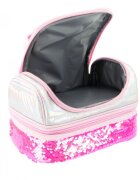 Nice Cutie termica matlasata cu paiete reversibile si interior impermeabil Lunch box Girabrilla Pink Fluo