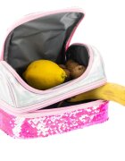 Nice Cutie termica matlasata cu paiete reversibile si interior impermeabil Lunch box Girabrilla Pink Fluo