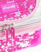 Nice Cutie termica matlasata cu paiete reversibile si interior impermeabil Lunch box Girabrilla Pink Fluo