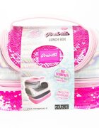 Nice Cutie termica matlasata cu paiete reversibile si interior impermeabil Lunch box Girabrilla Pink Fluo