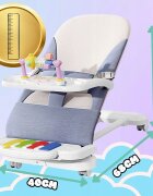 NICEkids Balansoar pentru copii pliabil cu roti si pian detasabil 3 nivele de inclinare tavita detasabila Jucarii interactive atasate 40 x 68 x 67 cm Blue
